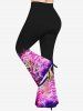 Plus Size Floral Galaxy Sparkling Ombre Print Flare Pants -  