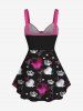 Plus Size Crown Heart Butterfly Print Cinched Tank Top -  