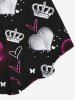 Plus Size Crown Heart Butterfly Print Cinched Tank Top -  