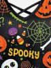 Robe D'Halloween Croisée Toile D'Araignée Crâne Citrouille de Grande Taille à Bretelle - Noir 6X