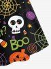 Robe D'Halloween Croisée Toile D'Araignée Crâne Citrouille de Grande Taille à Bretelle - Noir 6X