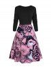 Abstract Print A Line Sweetheart Collar Crossover Midi Dress -  