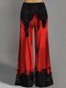 Halloween Galaxy Milk Pouring Print Wide Leg Pants -  