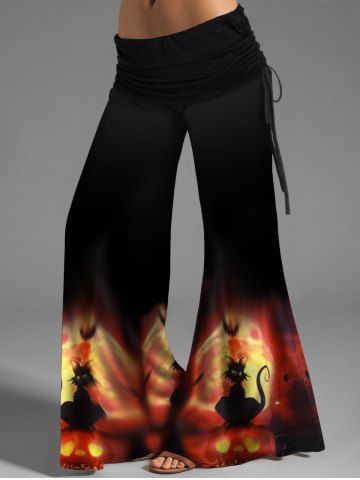 Pantalon D'Halloween Lâche Sanglé à Jambe Large - DARK ORANGE - XXL