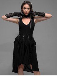 Robe Mi-Longue Gothique Teinté Panneau Au Crochet sans Manches - Noir S | US 8