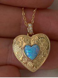 Heart Shaped Faux Crystal Necklace -  