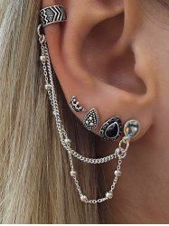 Vintage Bohemia Crown Water Drop Chain 4 Pcs Earrings Set -  
