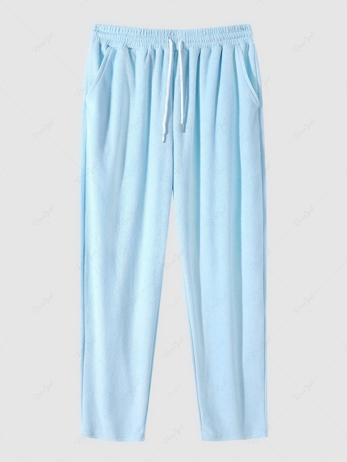 Outfits Men's Daily Casual Terry Cloth Drawstring Solid Color Straight Pants  