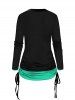 T-shirt D'Halloween à Imprimé Lettre Colorée Faux Deux Pièces - Vert M
