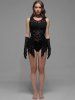 Body Gothique Chauve-souris en Jacquard Transparent à Volants - Noir 1X | US 14-16