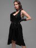 Gothic Tie Dye Panel Snap Hook Design Sleeveless Midi Dress -  