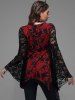 Gothic Paisley Print Floral Lace Heart Buttons T-shirt -  