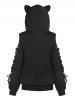 Sweat à Capuche Oreilles de Grande Taille à Manches à Lacets - Noir 1X | US 14-16