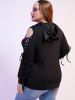 Plus Size Ears Lace Up Sleeves Pullover Hoodie -  