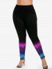 Plus Size Light Beam Print Ombre Skinny Leggings -  