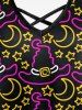 Gothic Hat Moon Star Print Crisscross Cami Dress -  
