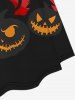 Plus Size Halloween Pumpkin Bat Moon Cat Print Cinched Dress - Rouge foncé 6X