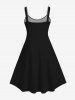 Halloween Plus Size Skeleton Tattered Wind 3D Print A Line Tank Dress -  