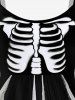Halloween Plus Size Skeleton Tattered Wind 3D Print A Line Tank Dress -  