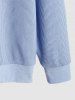 Men's Solid Color Textured Ribbed Crew Neck Front Pocket Design Sweatshirt -  