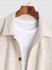 Pocket Design Corduroy Shacket Solid Color Jacket -  
