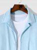 Men's Daily Solid Color Terry Cloth Lapel Collar Button Up Long Sleeve Shirt -  