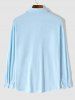Men's Daily Solid Color Terry Cloth Lapel Collar Button Up Long Sleeve Shirt -  