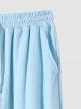Men's Daily Casual Terry Cloth Drawstring Solid Color Straight Pants -  