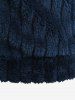 Manteau Côtelé Texturé Zippé de Grande Taille à Col Chemise - Bleu profond L