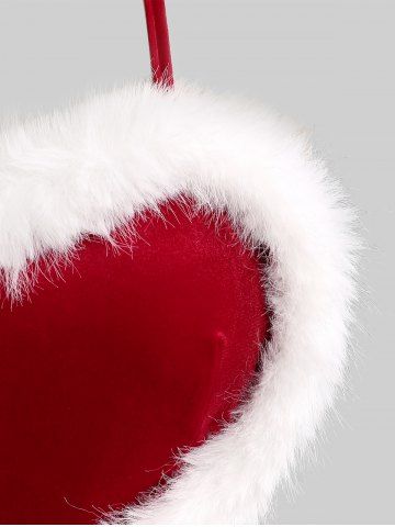 Plus Size Faux Fur Heart Haltered Lace Trim Backless Babydoll