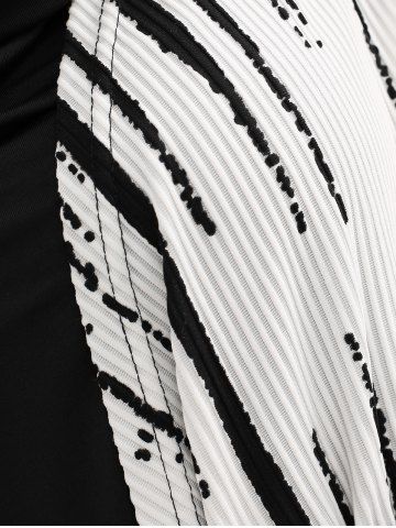 Plus Size White Black Stripes Zebra Print Ruched Belt Handkerchief T-shirt