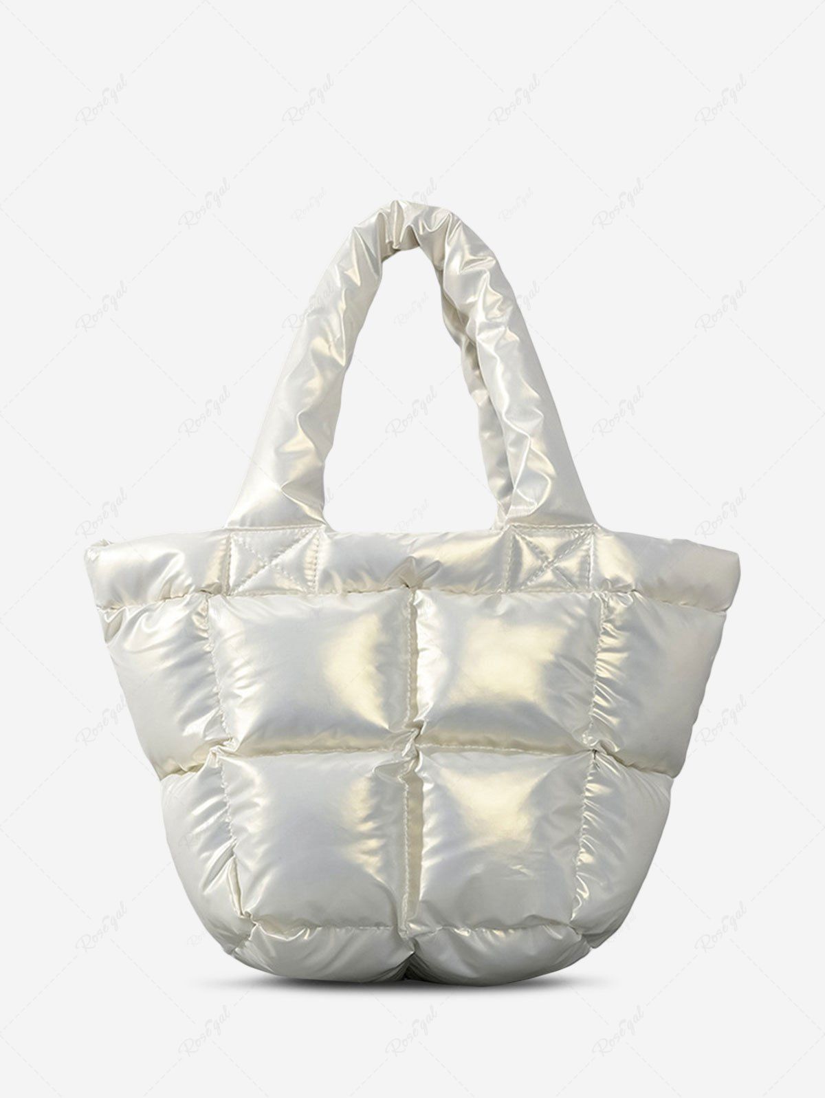 Shop Women's Fashion Daily Streetwear Solid Color Down Padded Quilted Puffer Design Shoulder Tote Bag  