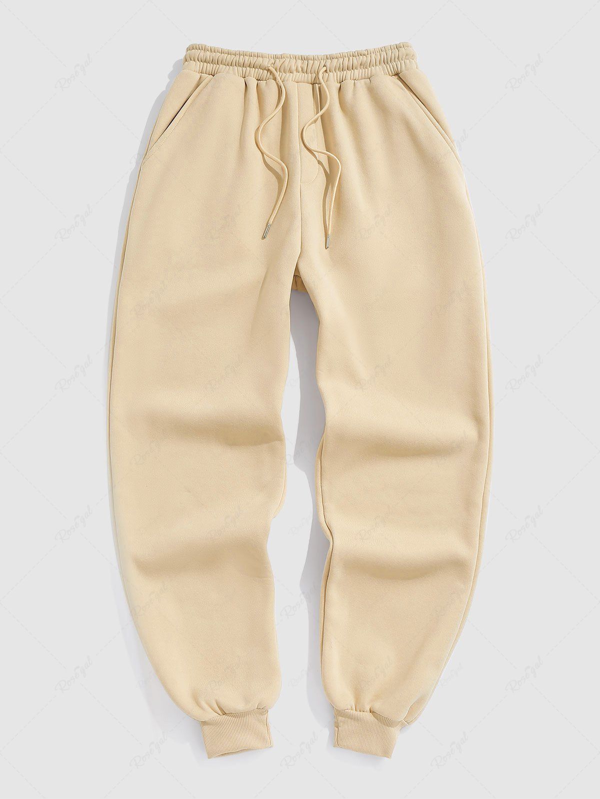 Chic Solid Color Thermal Fleece-lined Casual Sweatpants  
