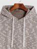 Men's Daily Crochet Knit Heathered Jacquard Textured Letter Patched Design Drawstring Slim Hoodie -  