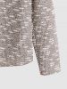 Men's Daily Crochet Knit Heathered Jacquard Textured Letter Patched Design Drawstring Slim Hoodie -  