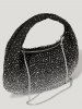 Sac à Main de Cocktail Rétro Brillant Chaîne en Métal Strass Eclatant pour Femme - Noir Ordinaire