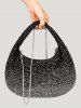 Sac à Main de Cocktail Rétro Brillant Chaîne en Métal Strass Eclatant pour Femme - Noir Ordinaire