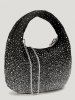Sac à Main de Cocktail Rétro Brillant Chaîne en Métal Strass Eclatant pour Femme - Noir Ordinaire