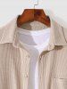 Chemise Cargo Décontractée en Couleur Unie Boutonnée avec Double Poches à Rabat à Manches Longues - café lumière XL