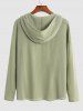 Men's Cotton and Linen Textured Kangaroo Pockets Design Long Sleeves Pullover Hooded Shirt -  