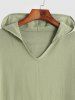 Men's Cotton and Linen Textured Kangaroo Pockets Design Long Sleeves Pullover Hooded Shirt -  