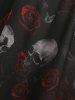 Plus Size Skull Rose Print Mesh Bell Sleeves Cold Shoulder Valentines Dress -  