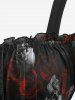 Plus Size Skull Rose Print Mesh Bell Sleeves Cold Shoulder Valentines Dress -  