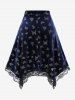 Plus Size Floral Lace Trim Butterfly Silver Stamping Velvet Skirt -  