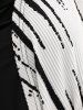 T-shirt Mouchoir Rayure Blanche Noire Imprimée de Grande Taille à Volants - Noir 1X | US 14-16