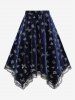Plus Size Floral Lace Trim Butterfly Silver Stamping Velvet Skirt -  