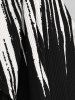 T-shirt Mouchoir Rayure Blanche Noire Imprimée de Grande Taille à Volants - Noir 4X | US 26-28