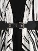 T-shirt Mouchoir Rayure Blanche Noire Imprimée de Grande Taille à Volants - Noir 4X | US 26-28