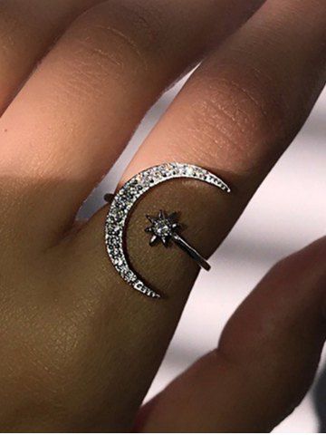 Moon Star Shaped Faux Crystal Ring