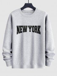 Men's NEW YORK Letter Crew Neck Casual Pullover Sweatshirt -  